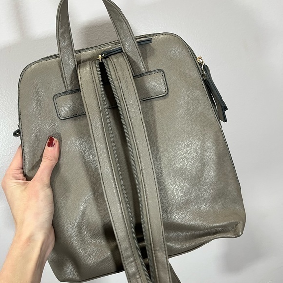 Seven Days Women’s Grey Vegan Faux Leather Small Backpack With Front Pocket - Picture 8 of 14